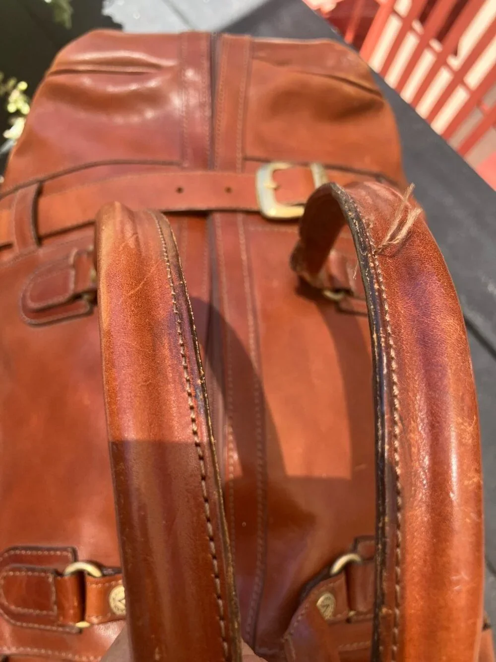 Valentina Italian Leather Duffle Bag with Original card, lock & keys *Vintage*